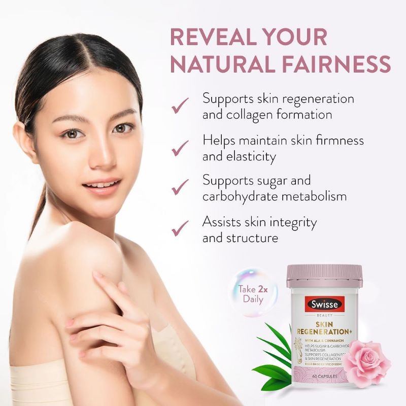 Swisse Skin Regeneration+ 60 Capsules,Swisse , อาหารเสริม Swisse , ผิวสวย , คุมน้ำหนัก ,