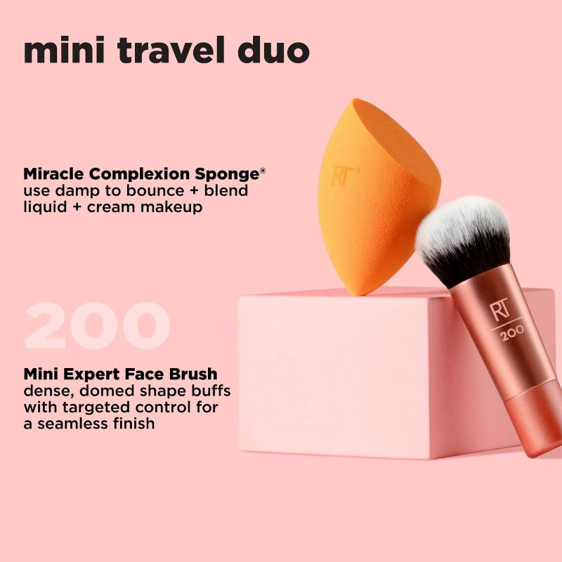 Real Techniques Glowstorm Mini Brush + Sponge set , Mini Expert Face 200 , Sponge , Real Techniques Real Techniques แปรง , ฟองน้ำ Real Techniques , Limited Edition ,Limited Edition Real Techniques 