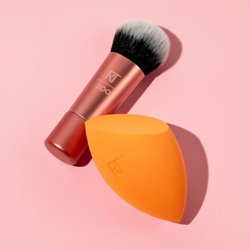 Real Techniques Glowstorm Mini Brush + Sponge set , Mini Expert Face 200 , Sponge , Real Techniques Real Techniques แปรง , ฟองน้ำ Real Techniques , Limited Edition ,Limited Edition Real Techniques 