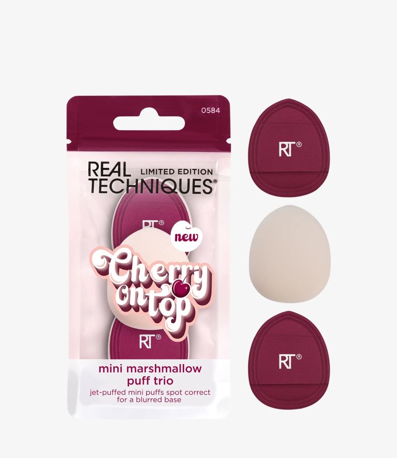 Real Techniques Cherry On Top Mini Marshmallow Puff Trio , Real Techniques , Real Techniques พัฟจิ๋ว , Real Techniques ฟองน้ำ , Mini Powder Puff set , แปรงแต่งหน้า , 